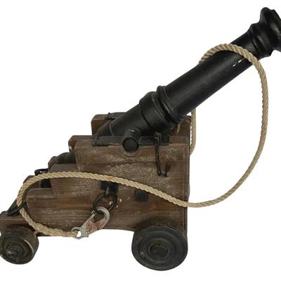 36” Decorative Naval-Style Mini Cannon on Wood Carriage 