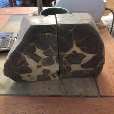 Septarian nodule split bookends
