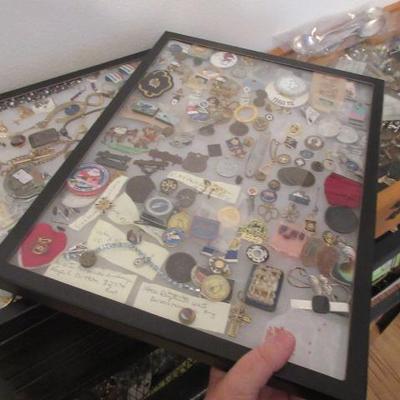 Over 20 boxes of jewelry, watches, pinbacks