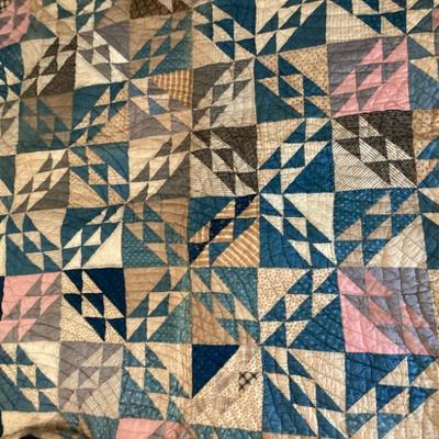 Sale Photo Thumbnail #17: Hand stitched lady of the lake patterned quilt