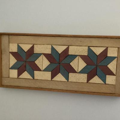 Sale Photo Thumbnail #189: Wood framed quilt pattern art