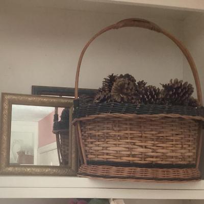 Sale Photo Thumbnail #187: Wicker basket with pinecones