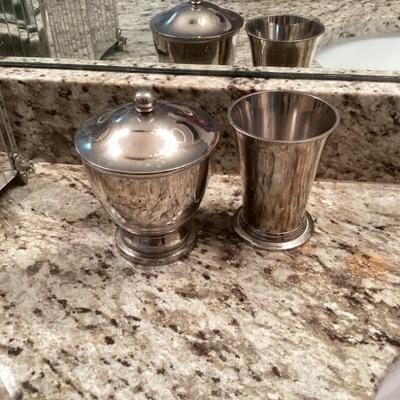 Sale Photo Thumbnail #174: Silver plated vanity set