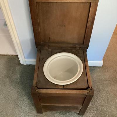 Sale Photo Thumbnail #10: Vintage or antique wood boxed chamber pot