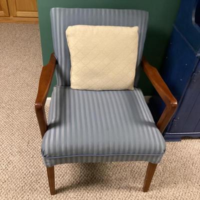 Sale Photo Thumbnail #192: Arm chair blue stripe fabric