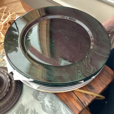 Sale Photo Thumbnail #234: Green swirl glass dinner plate img 3563