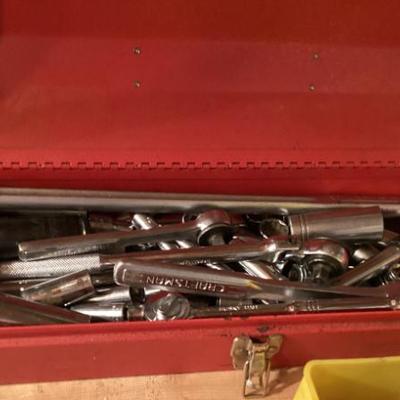 Sale Photo Thumbnail #63: Red metal toolbox with assorted tools img 3488