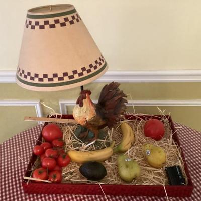Sale Photo Thumbnail #170: Red rectangular fruit basket with artificial fruits img 3578