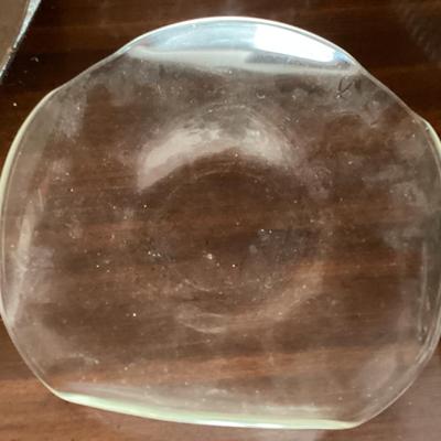 Sale Photo Thumbnail #230: Divided glass dish with scalloped edge img 3555