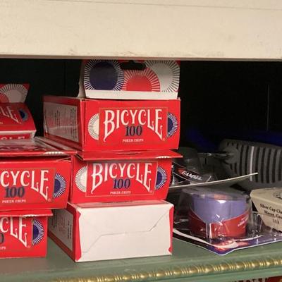 Sale Photo Thumbnail #80: Camel cigarette lighter bicycle poker chips silver cup