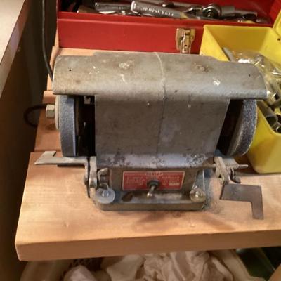 Sale Photo Thumbnail #67: Vintage bench grinder with dual wheels img 3490