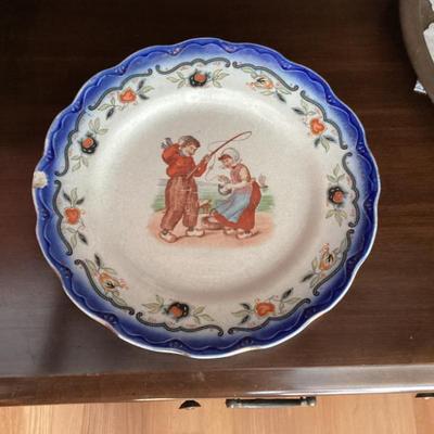 Sale Photo Thumbnail #119: Decorative plate with blue floral border img 3546