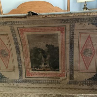 Sale Photo Thumbnail #12: Antique scottish trunk inside top