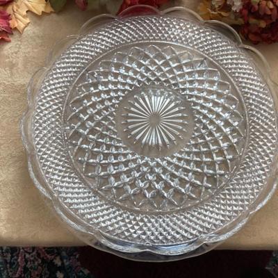Sale Photo Thumbnail #240: Pressed glass serving platter with scalloped edge img 3558
