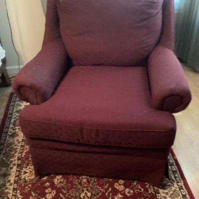 Sale Photo Thumbnail #200: Burgundy upholstered arm chair