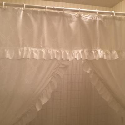 Sale Photo Thumbnail #186: White ruffled shower curtain img 3413