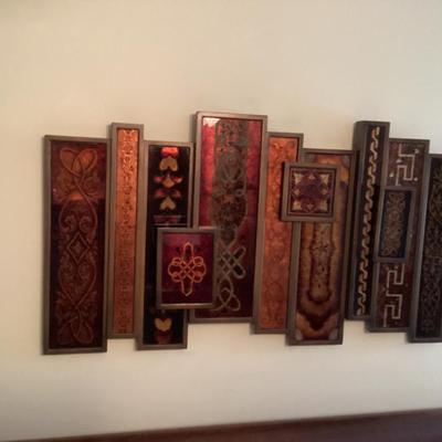 Sale Photo Thumbnail #162: Multi panel mixed material wall art