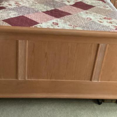 Sale Photo Thumbnail #210: Light oak wooden sleigh bed frame