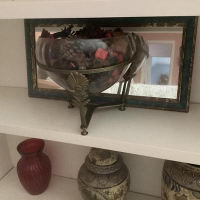 Sale Photo Thumbnail #157: Metal base with bowl of potpurri