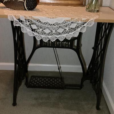 Sale Photo Thumbnail #7: Singer treadle sewing machine base with added wooden top