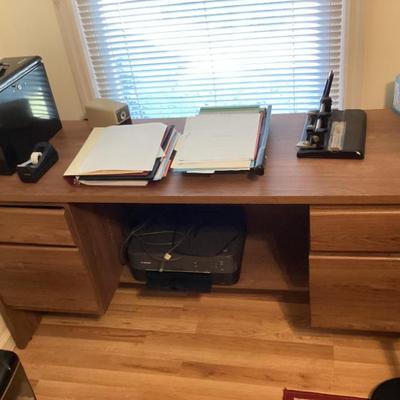 Sale Photo Thumbnail #225: Wooden desk wtih drawers locking file thrree hole punch calculatorjpg