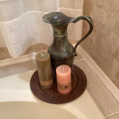 Sale Photo Thumbnail #117: Decorative pitcher with round metal tray