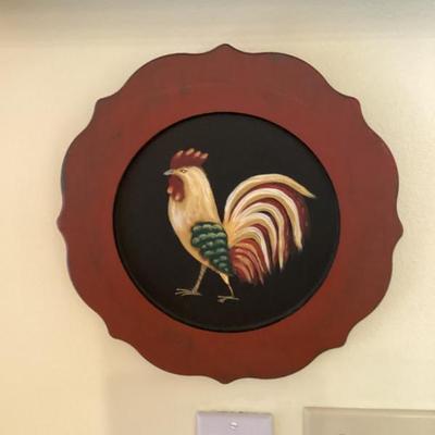 Sale Photo Thumbnail #172: Rooster wall plaque with scalloped frame img 3583