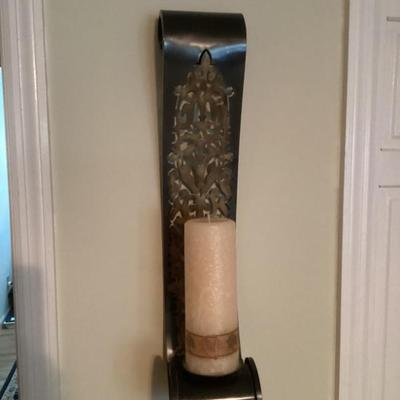 Sale Photo Thumbnail #158: Metal sconce with candle