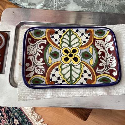 Sale Photo Thumbnail #168: Rectangular serving tray with wooden handles