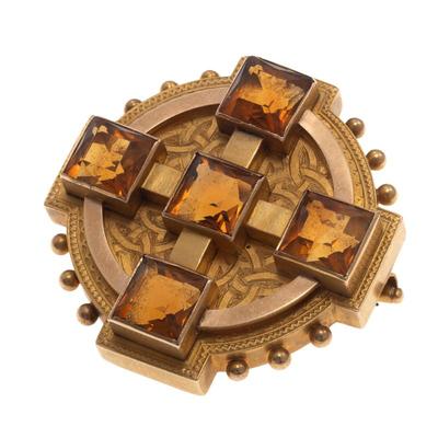 Citrine, 14k Yellow Gold Pin Pendant