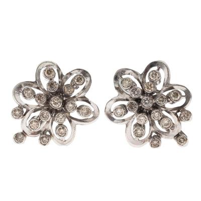 Sale Photo Thumbnail #67: Pair of Diamond, 14k White Gold Earrings