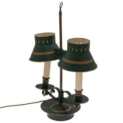 Louis XVI  Style Tole Painted Bouillotte Lamp