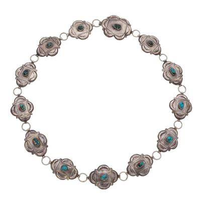 Vintage Turquoise, Sterling Silver Link Concho Belt