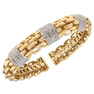 Sale Photo Thumbnail #39: Diamond, 18k Yellow and White Gold Cuff Bracelet