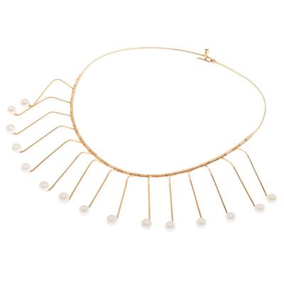Sale Photo Thumbnail #4: Cultured Pearl, 14k Yellow Gold Fringe Collar Necklace