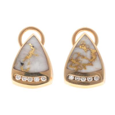 Sale Photo Thumbnail #71: Pair of Gold Quartz, Diamond, 14k Yellow Gold Earrings