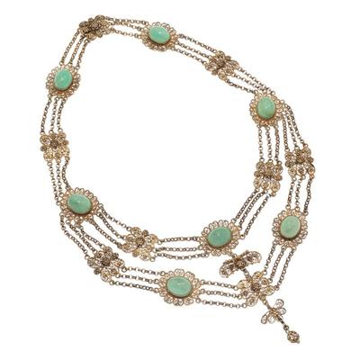 Amazonite, Silver Gilt Swag Necklace