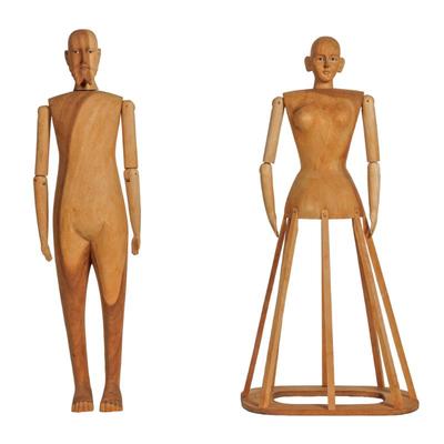 Sale Photo Thumbnail #10: Pair of Wooden Articulated Santos Figures