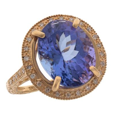 Sale Photo Thumbnail #46: Tanzanite, Diamond, 18k Yellow Gold Ring