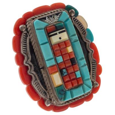Sale Photo Thumbnail #50: Navajo Multi-Stone, Sterling Silver Ring, Wilbert Manning