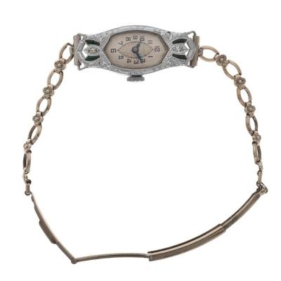 Art Deco Bulova 14k, 10k White Gold Wristwatch