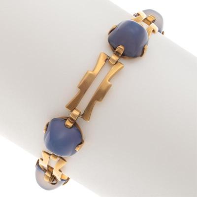 Sale Photo Thumbnail #59: Art Deco Chalcedony, 14k Yellow Gold Bracelet