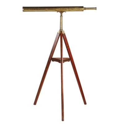 Sale Photo Thumbnail #121: Brass Telescope on Tripod Stand
