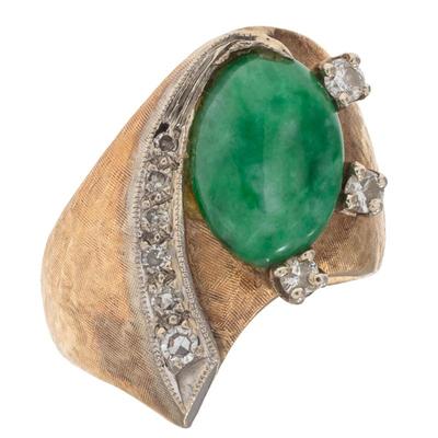 Sale Photo Thumbnail #40: Jadeite Jade, Diamond, 14k Yellow Gold Ring