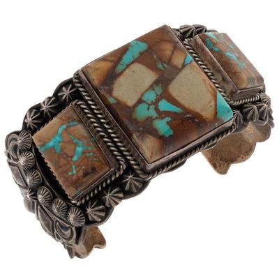 Sale Photo Thumbnail #63: Navajo Turquoise, Sterling Cuff, Darryl Becenti
