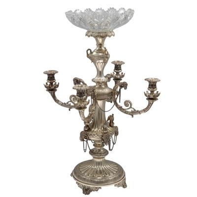 Sale Photo Thumbnail #103: A Regency Silver Plate Epergne