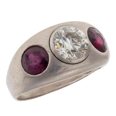 Sale Photo Thumbnail #49: Gent's Diamond, Ruby, Platinum Ring