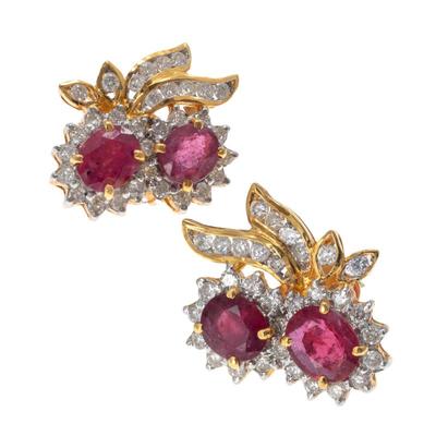 Sale Photo Thumbnail #44: Pair of Ruby, Diamond, 22k Yellow Gold Earrings.jpg