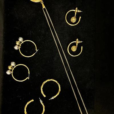 Goldtone Locket, Necklace & Earrings 