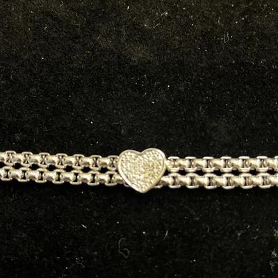 Sterling Silver Heart Bracelet And Earrings  